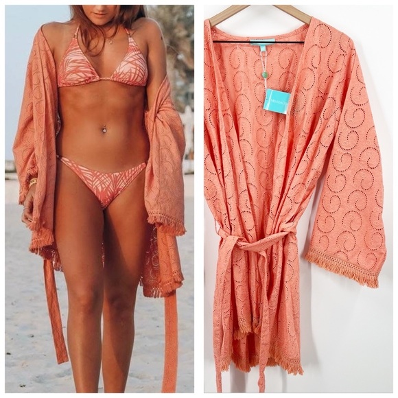 Melissa Odabosh Pippa Cotton Cover Up Apricot - Picture 1 of 13
